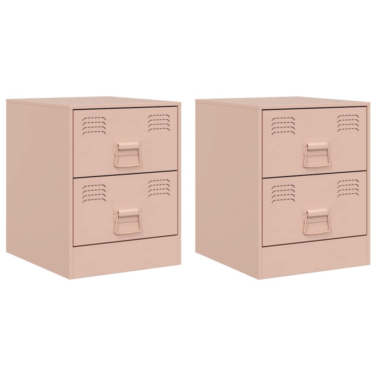 vidaXL Κομοδίνα 2 τεμ. Ροζ 34,5 x 39 x 44 εκ. από Χάλυβα