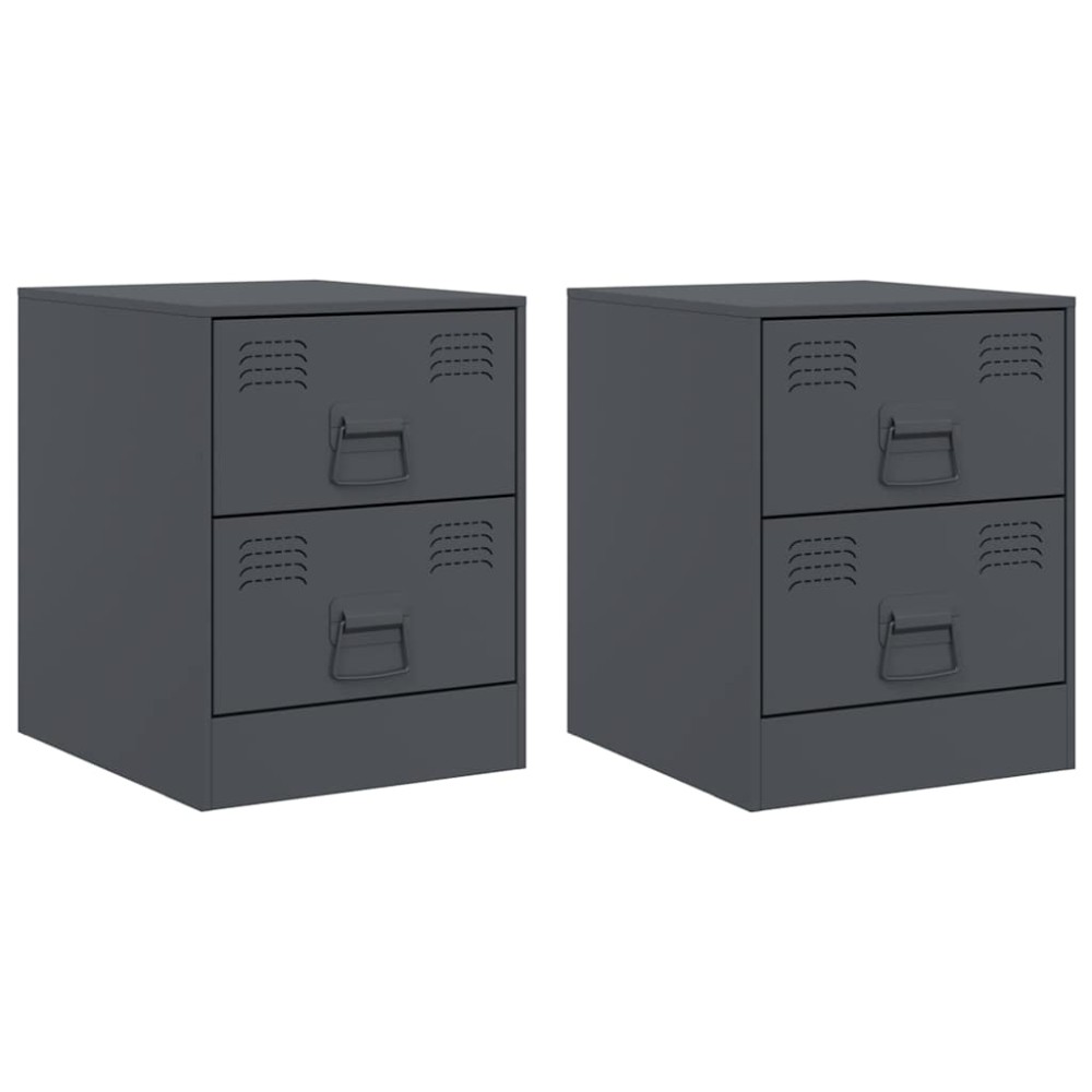 vidaXL Κομοδίνα 2 τεμ. Ανθρακί 34,5 x 39 x 44 εκ. από Χάλυβα