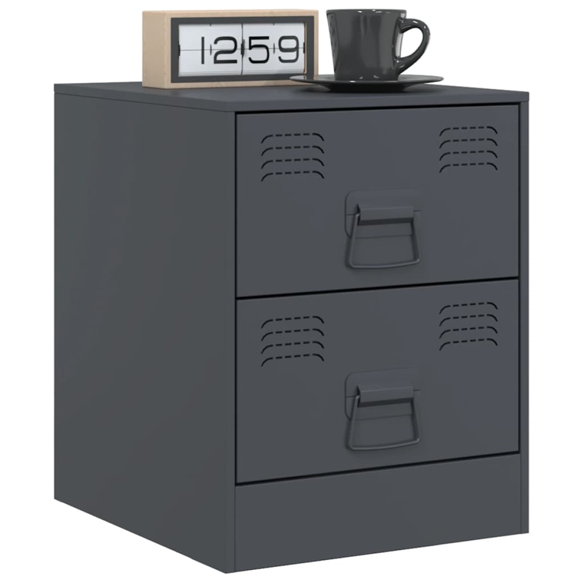 vidaXL Κομοδίνα 2 τεμ. Ανθρακί 34,5 x 39 x 44 εκ. από Χάλυβα