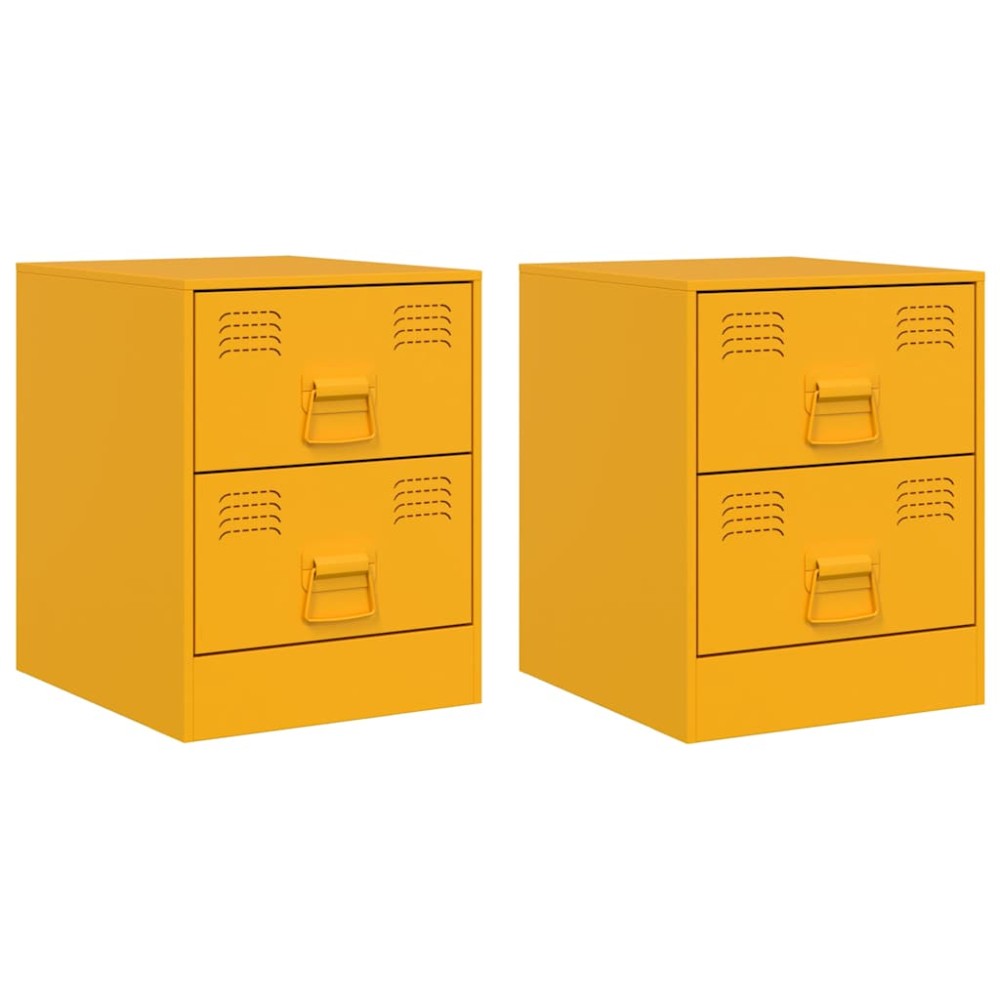vidaXL Κομοδίνα 2 τεμ. Κίτρινο 34,5 x 39 x 44 εκ. από Χάλυβα