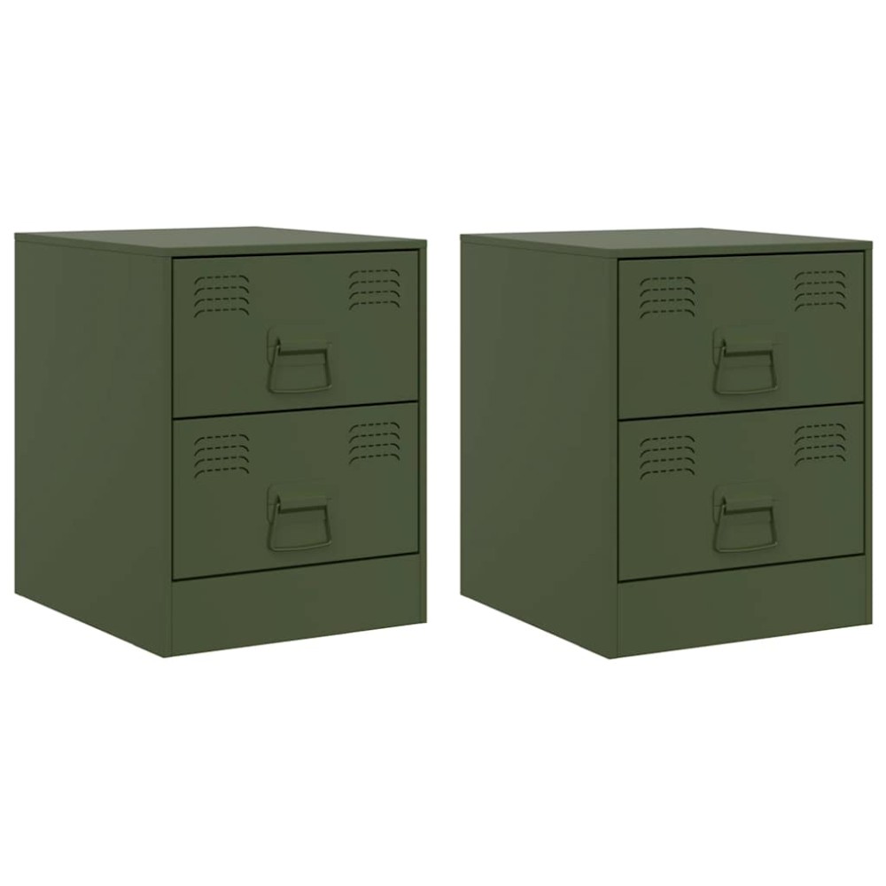 vidaXL Κομοδίνα 2 τεμ. Πράσινο 34,5 x 39 x 44 εκ. από Χάλυβα