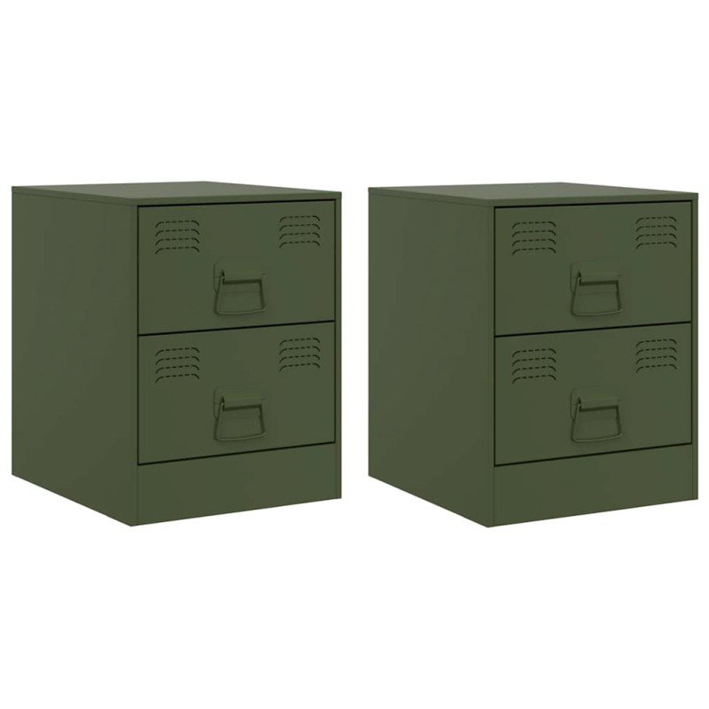 vidaXL Κομοδίνα 2 τεμ. Πράσινο 34,5 x 39 x 44 εκ. από Χάλυβα