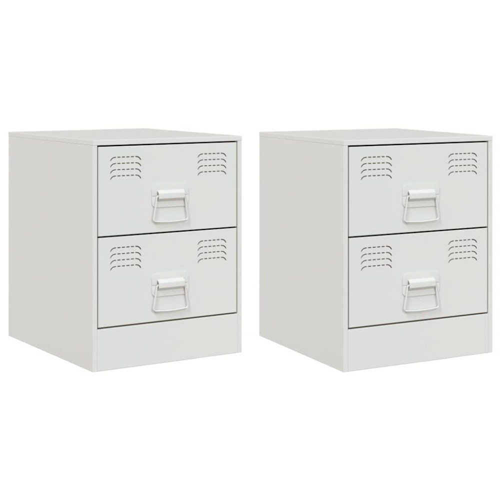 vidaXL Κομοδίνα 2 τεμ. Λευκό 34,5 x 39 x 44 εκ. από Χάλυβα