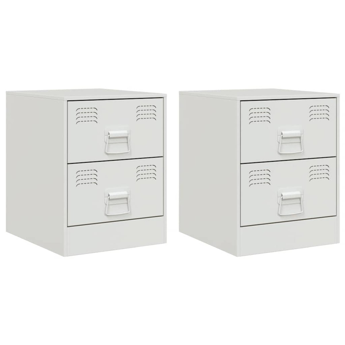 vidaXL Κομοδίνα 2 τεμ. Λευκό 34,5 x 39 x 44 εκ. από Χάλυβα