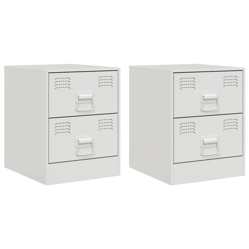 vidaXL Κομοδίνα 2 τεμ. Λευκό 34,5 x 39 x 44 εκ. από Χάλυβα