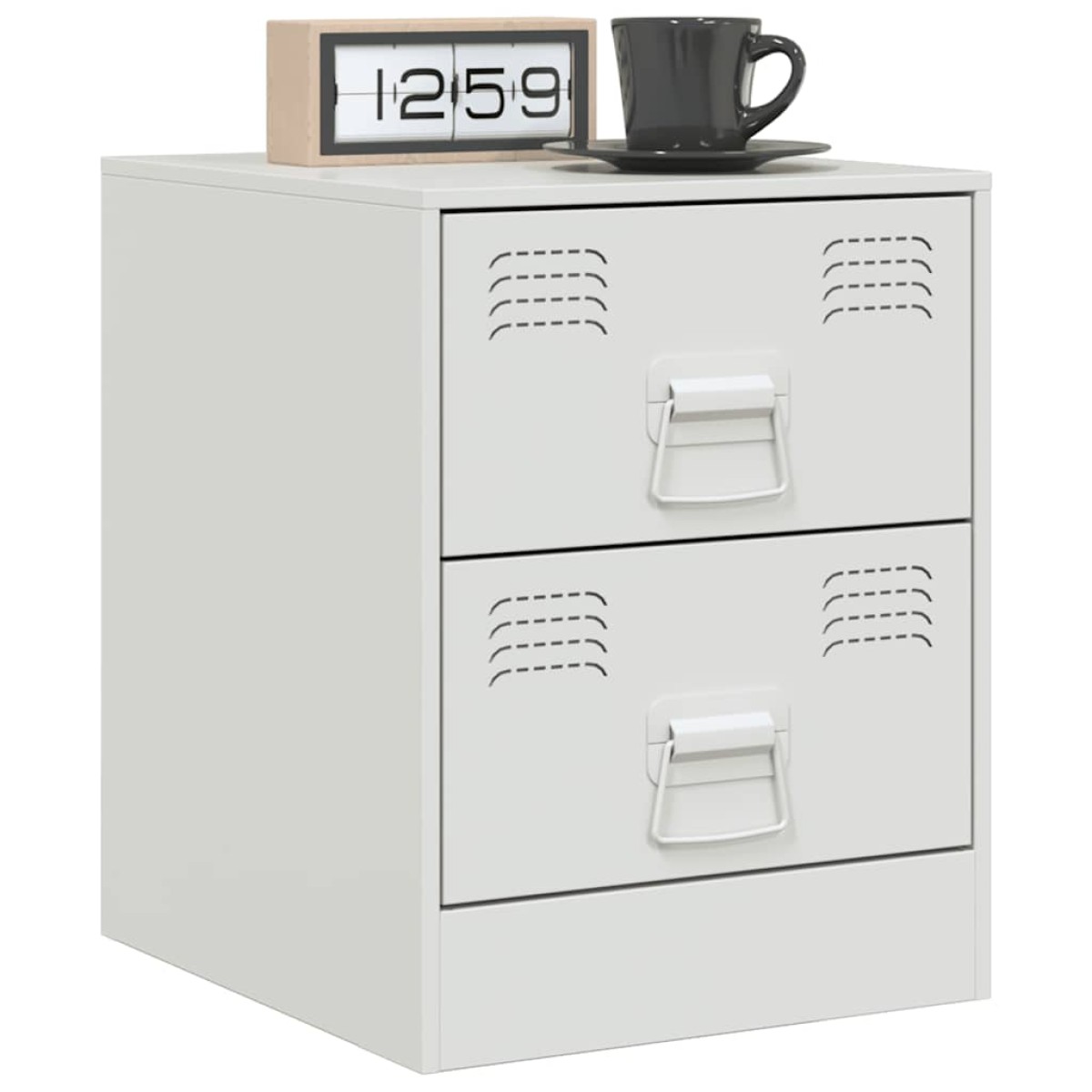 vidaXL Κομοδίνα 2 τεμ. Λευκό 34,5 x 39 x 44 εκ. από Χάλυβα