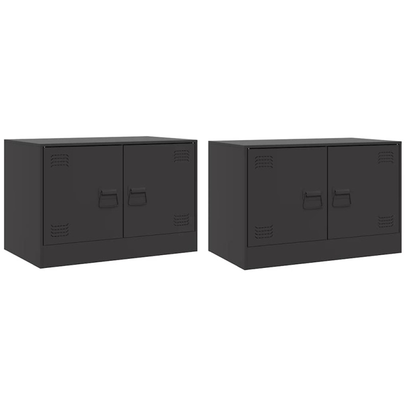 vidaXL Έπιπλα Τηλεόρασης 2 τεμ. Μαύρο 67 x 39 x 44 εκ. από Χάλυβα