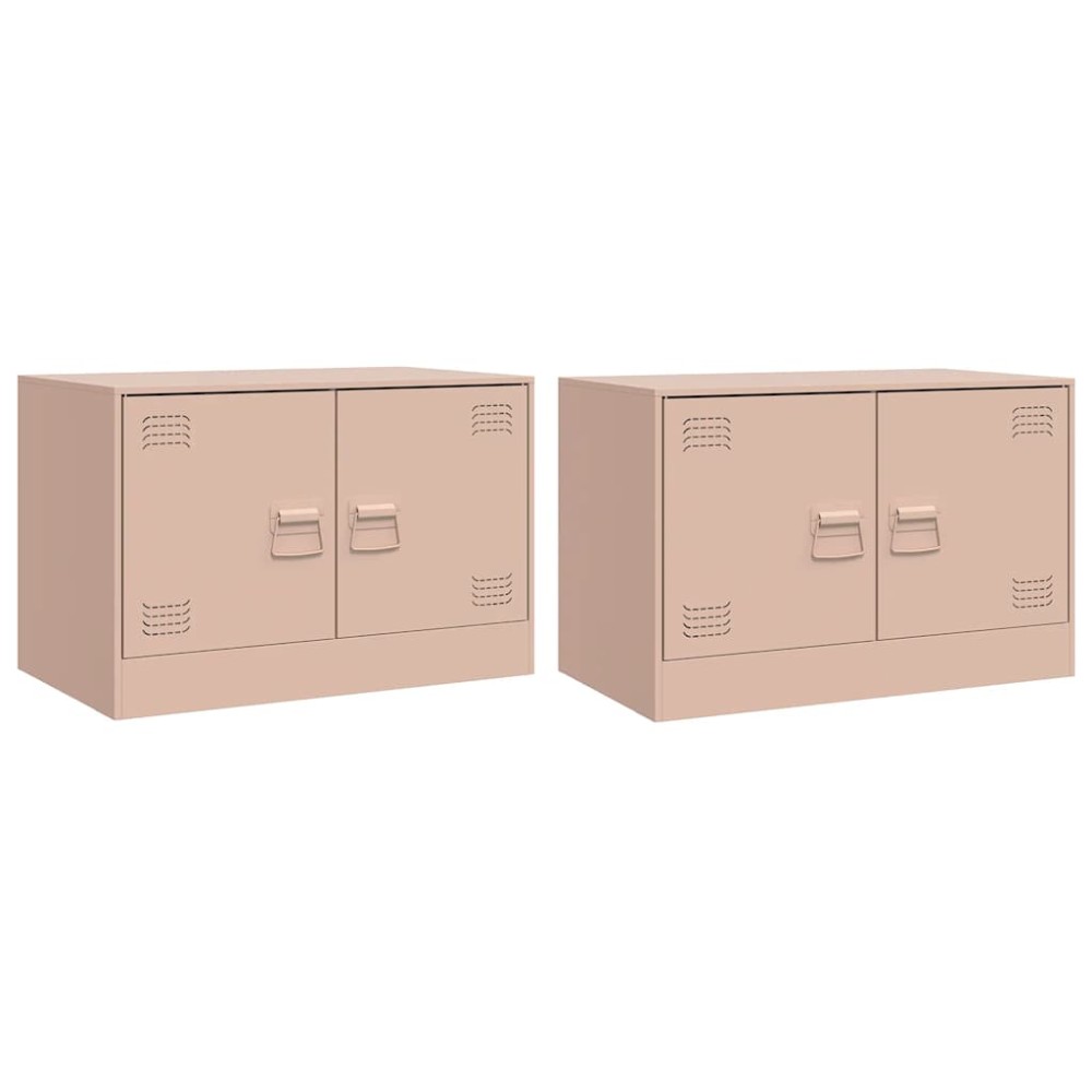 vidaXL Έπιπλα Τηλεόρασης 2 τεμ. Ροζ 67 x 39 x 44 εκ. από Χάλυβα