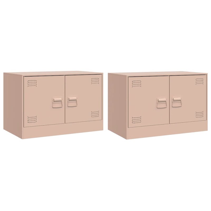 vidaXL Έπιπλα Τηλεόρασης 2 τεμ. Ροζ 67 x 39 x 44 εκ. από Χάλυβα