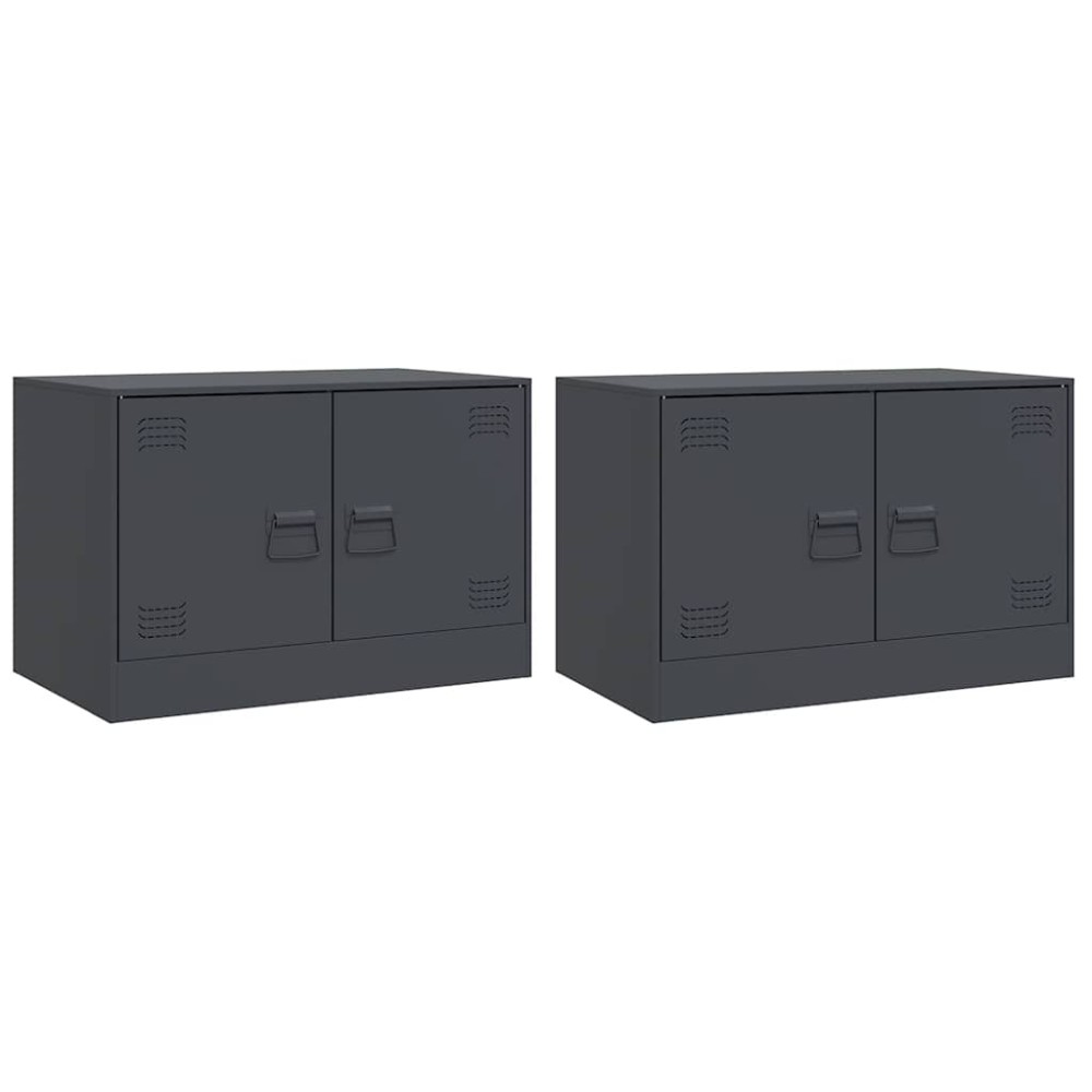 vidaXL Έπιπλα Τηλεόρασης 2 τεμ. Ανθρακί 67 x 39 x 44 εκ. από Χάλυβα