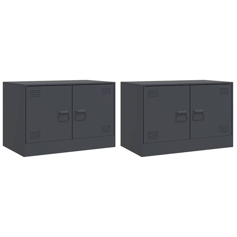 vidaXL Έπιπλα Τηλεόρασης 2 τεμ. Ανθρακί 67 x 39 x 44 εκ. από Χάλυβα