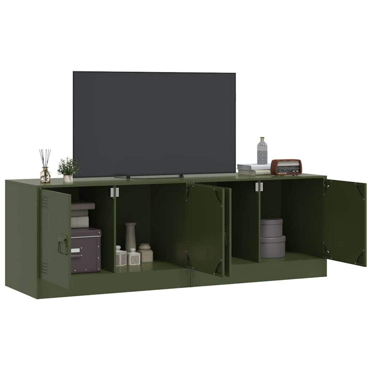 vidaXL Έπιπλα Τηλεόρασης 2 τεμ. Πράσινο Λαδί 67x39x44 εκ. από Χάλυβα
