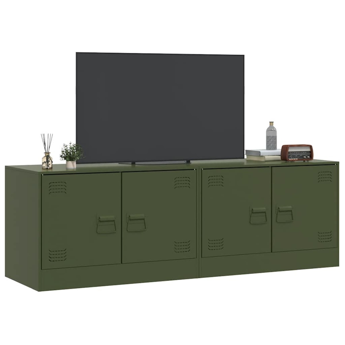 vidaXL Έπιπλα Τηλεόρασης 2 τεμ. Πράσινο Λαδί 67x39x44 εκ. από Χάλυβα