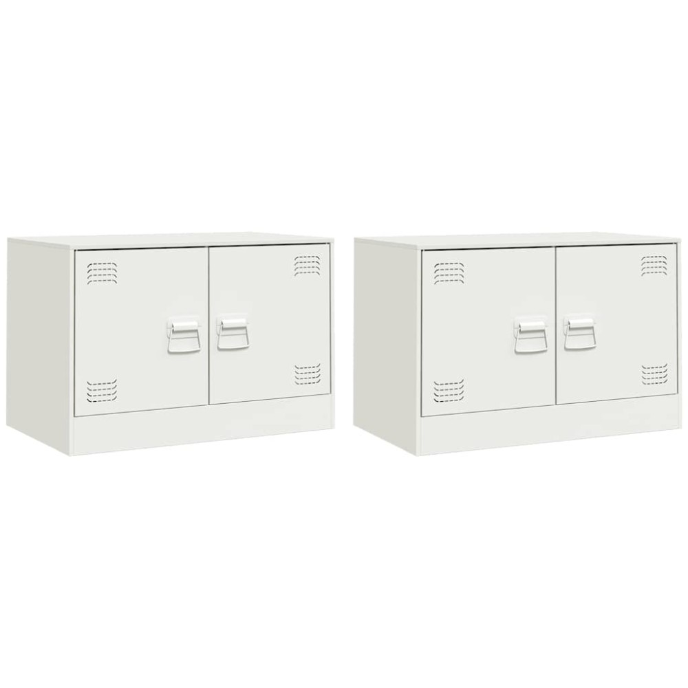 vidaXL Έπιπλα Τηλεόρασης 2 τεμ. Λευκό 67 x 39 x 44 εκ. από Χάλυβα