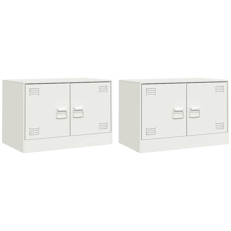 vidaXL Έπιπλα Τηλεόρασης 2 τεμ. Λευκό 67 x 39 x 44 εκ. από Χάλυβα