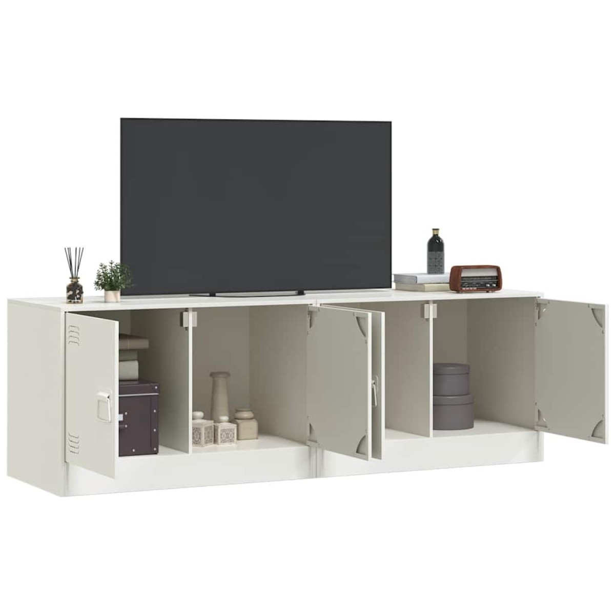 vidaXL Έπιπλα Τηλεόρασης 2 τεμ. Λευκό 67 x 39 x 44 εκ. από Χάλυβα