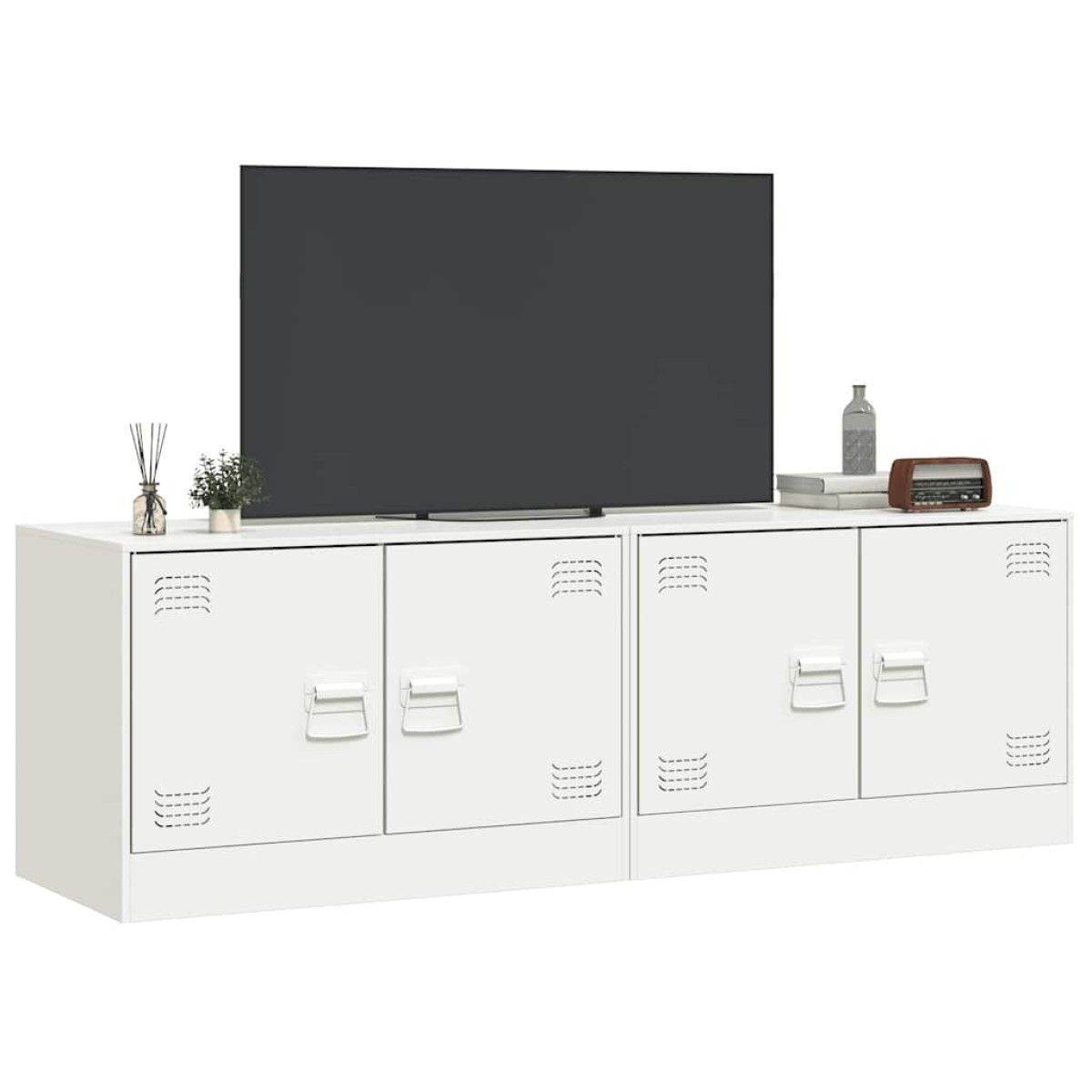 vidaXL Έπιπλα Τηλεόρασης 2 τεμ. Λευκό 67 x 39 x 44 εκ. από Χάλυβα