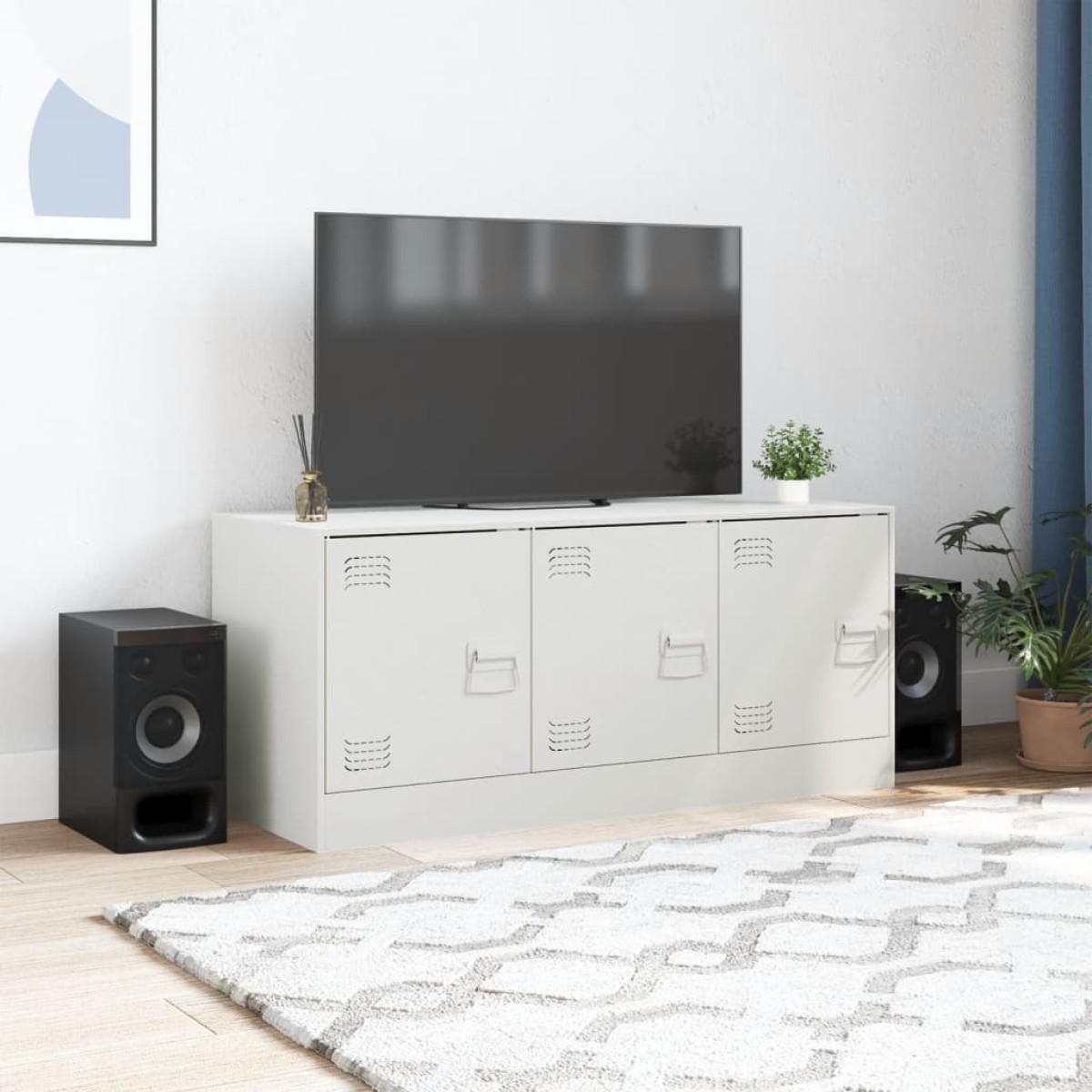 vidaXL Έπιπλο Τηλεόρασης Λευκό 99x39x44 εκ. από Ατσάλι