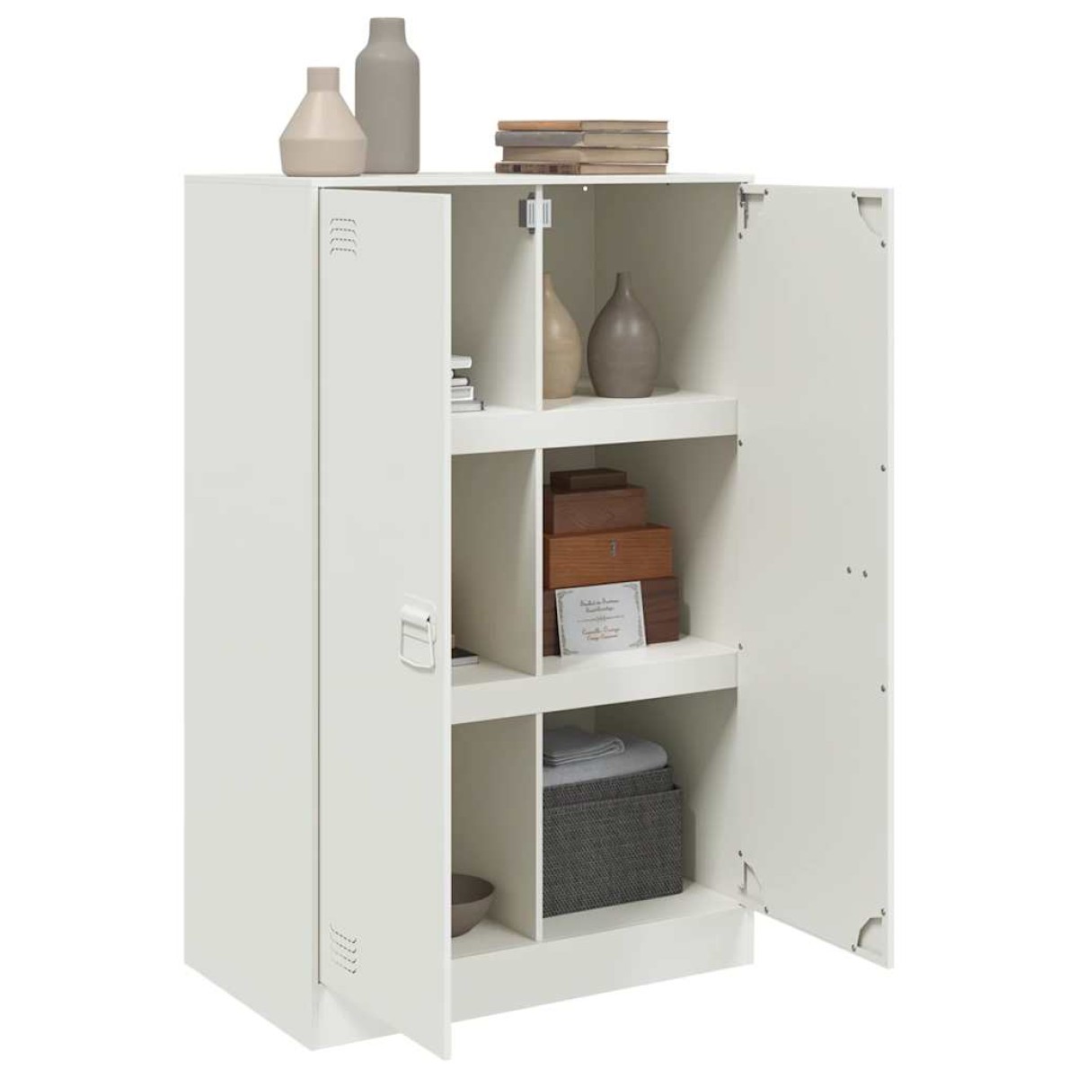 vidaXL Μπουφές Λευκός 67x39x107 εκ. από Ατσάλι