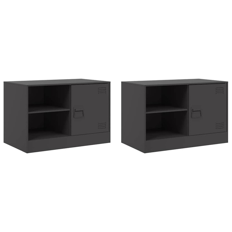 vidaXL Έπιπλα Τηλεόρασης 2 τεμ. Μαύρο 67 x 39 x 44 εκ. από Χάλυβα