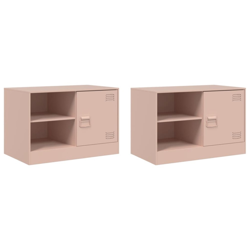 vidaXL Έπιπλα Τηλεόρασης 2 τεμ. Ροζ 67 x 39 x 44 εκ. από Χάλυβα
