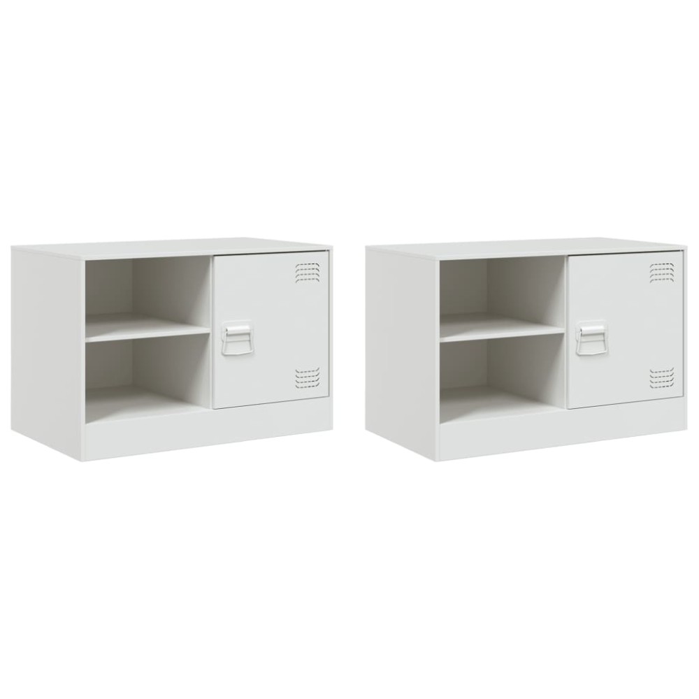 vidaXL Έπιπλα Τηλεόρασης 2 τεμ. Λευκό 67 x 39 x 44 εκ. από Χάλυβα