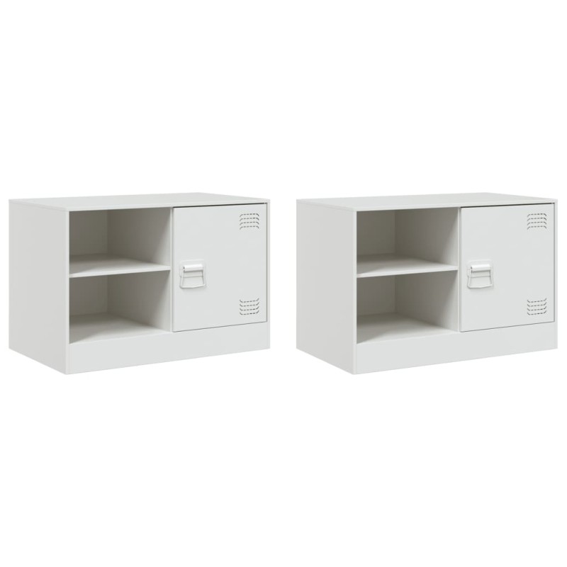vidaXL Έπιπλα Τηλεόρασης 2 τεμ. Λευκό 67 x 39 x 44 εκ. από Χάλυβα