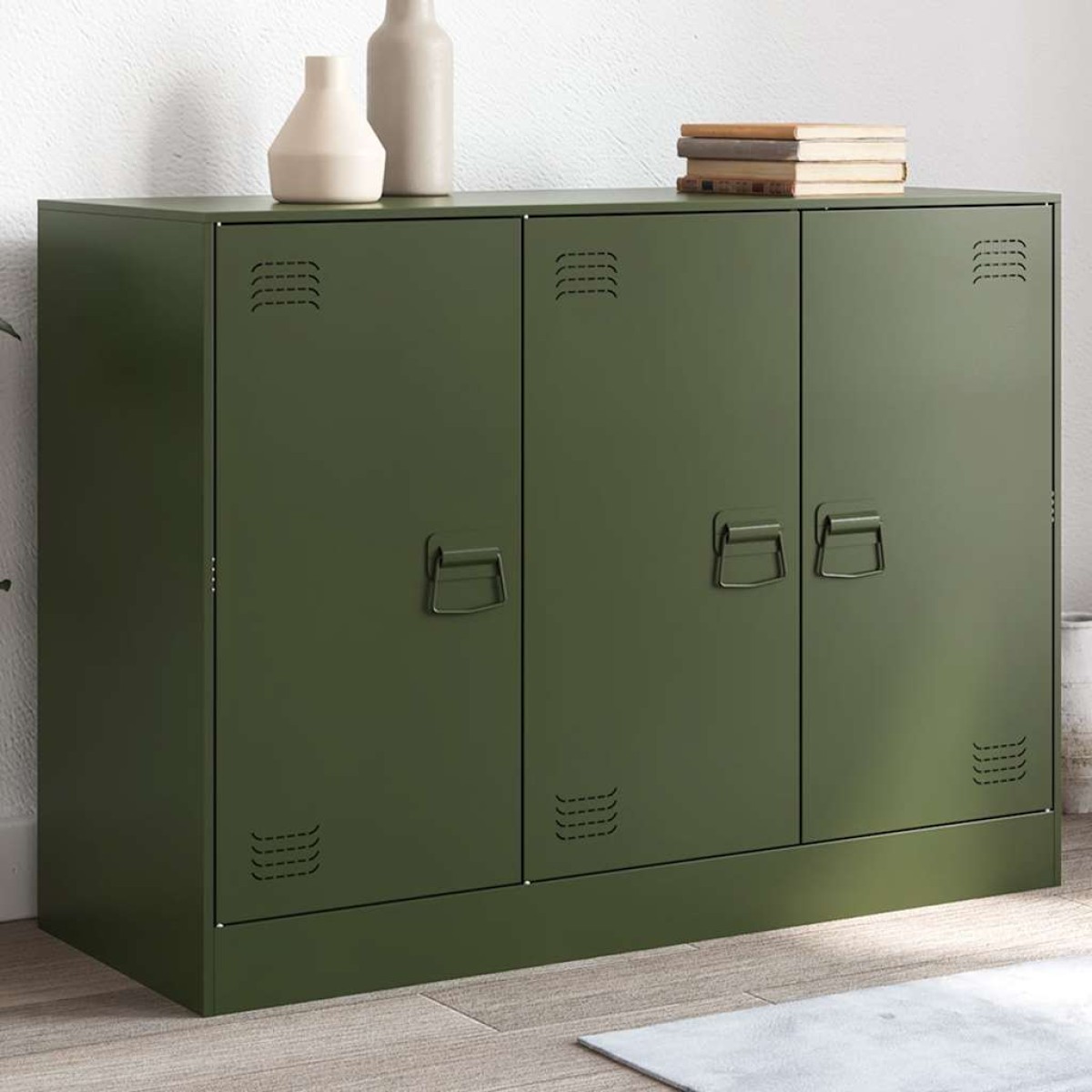 vidaXL Ντουλάπι Πράσινο Λαδί 99x39x73 εκ. από Ατσάλι
