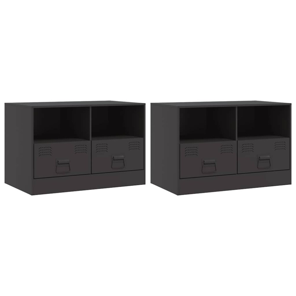 vidaXL Έπιπλα Τηλεόρασης 2 τεμ. Μαύρο 67 x 39 x 44 εκ. από Χάλυβα