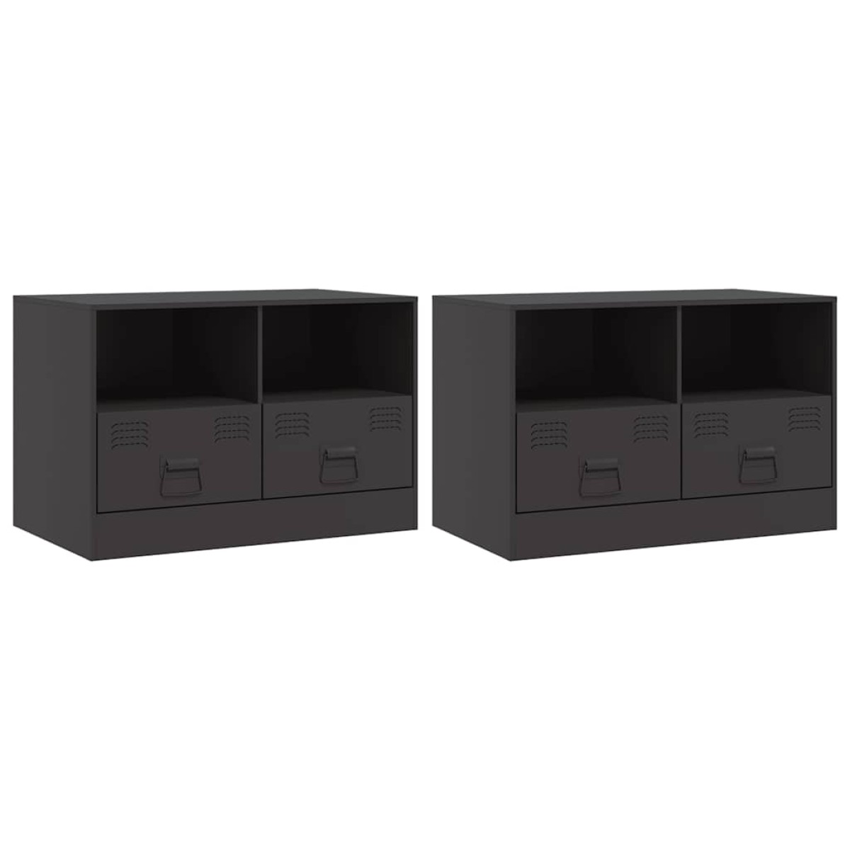 vidaXL Έπιπλα Τηλεόρασης 2 τεμ. Μαύρο 67 x 39 x 44 εκ. από Χάλυβα