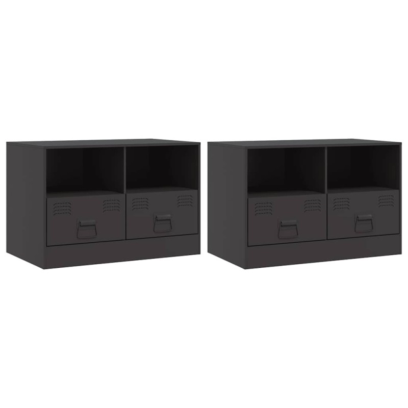 vidaXL Έπιπλα Τηλεόρασης 2 τεμ. Μαύρο 67 x 39 x 44 εκ. από Χάλυβα