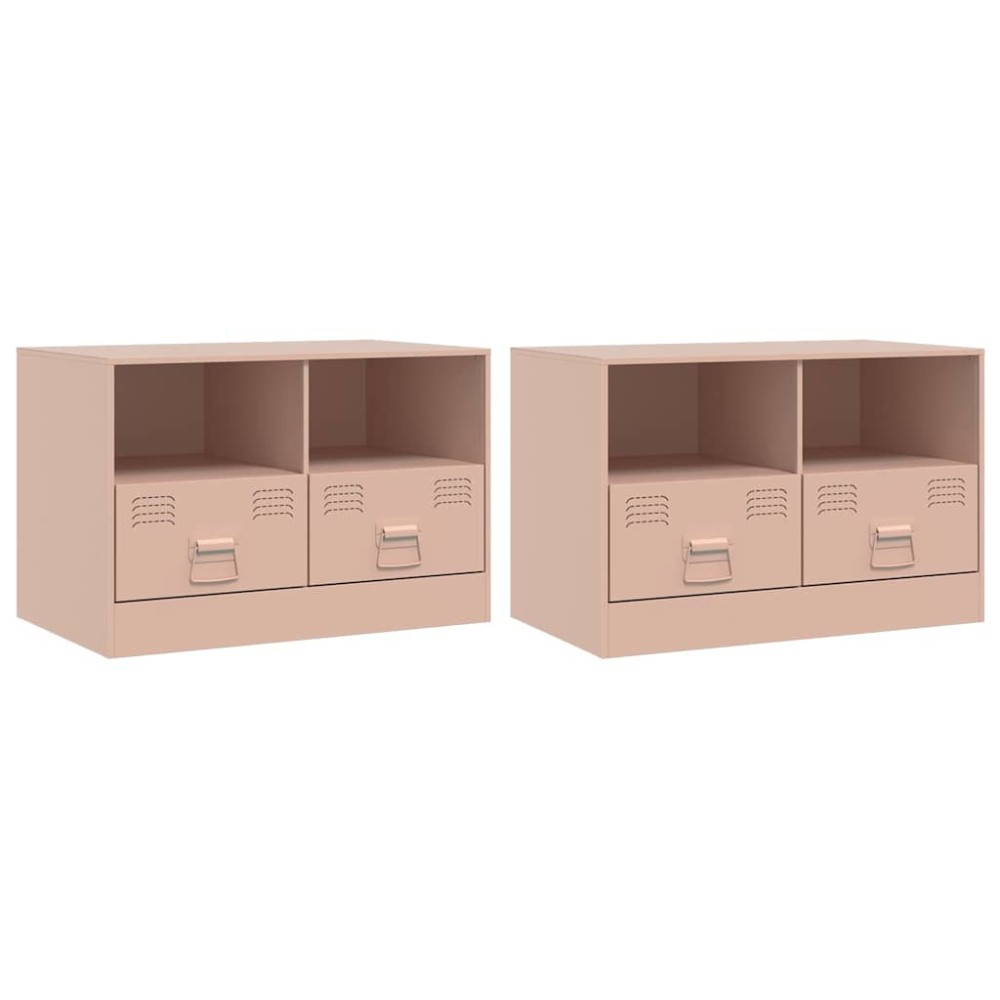 vidaXL Έπιπλα Τηλεόρασης 2 τεμ. Ροζ 67 x 39 x 44 εκ. από Χάλυβα