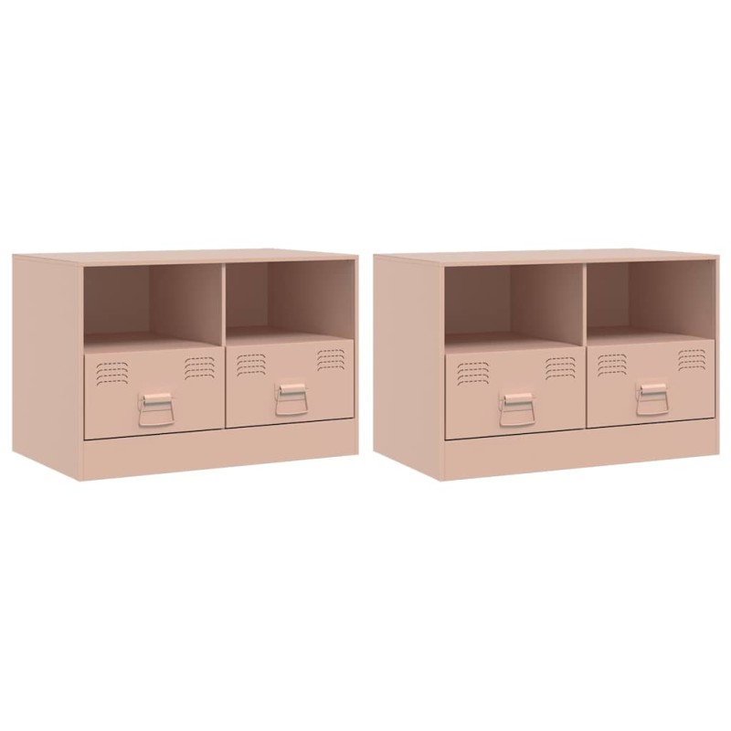 vidaXL Έπιπλα Τηλεόρασης 2 τεμ. Ροζ 67 x 39 x 44 εκ. από Χάλυβα