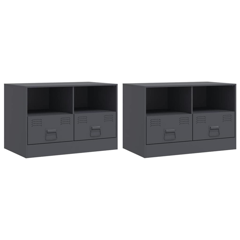 vidaXL Έπιπλα Τηλεόρασης 2 τεμ. Ανθρακί 67 x 39 x 44 εκ. από Χάλυβα