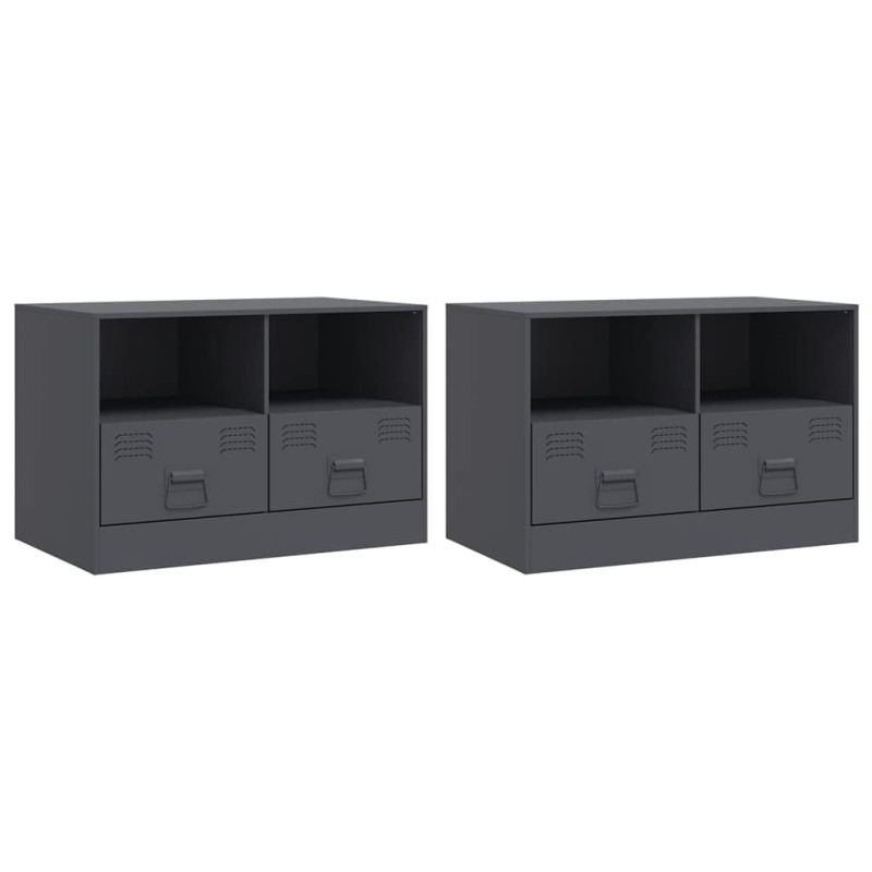 vidaXL Έπιπλα Τηλεόρασης 2 τεμ. Ανθρακί 67 x 39 x 44 εκ. από Χάλυβα