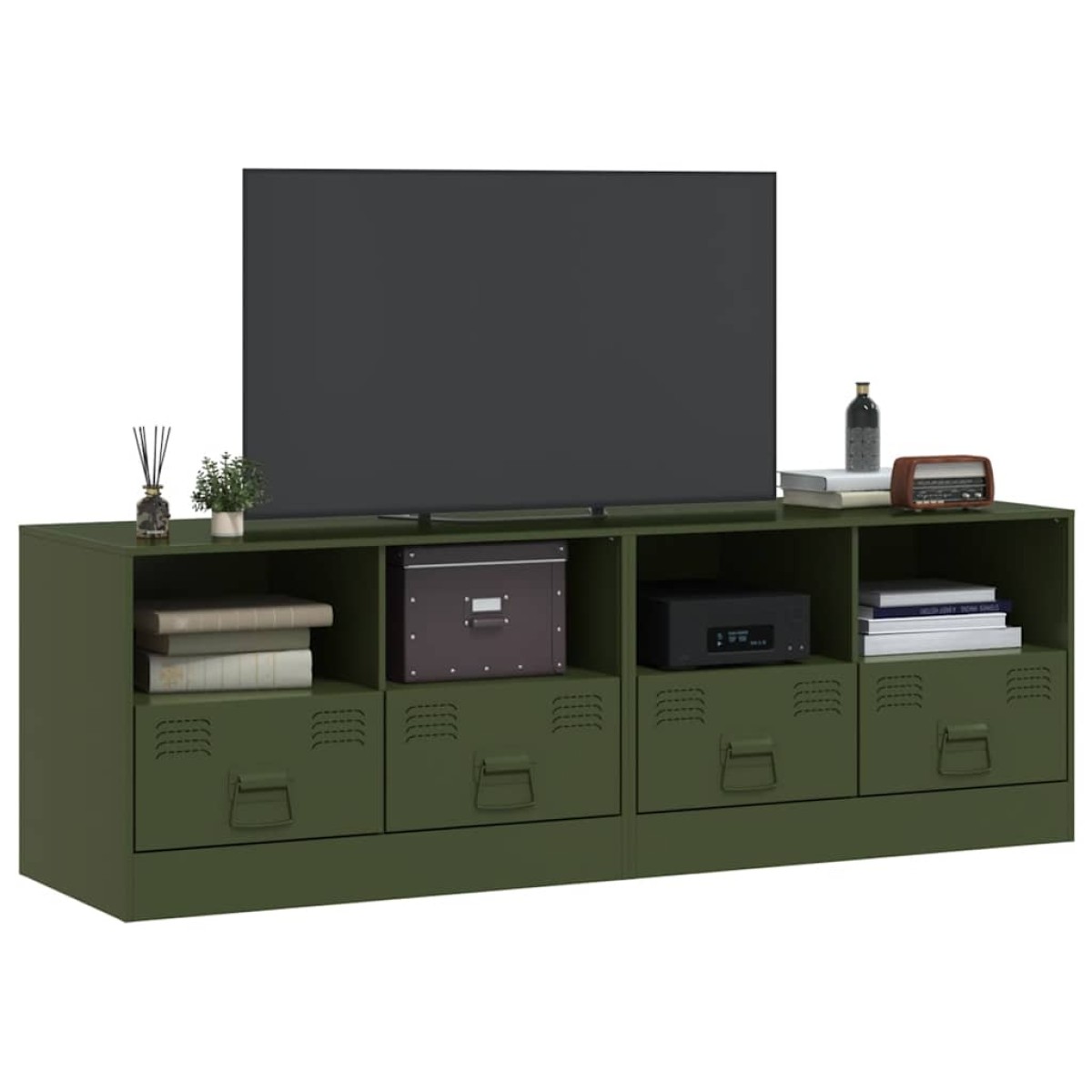 vidaXL Έπιπλα Τηλεόρασης 2 τεμ. Πράσινο Λαδί 67x39x44 εκ. από Χάλυβα