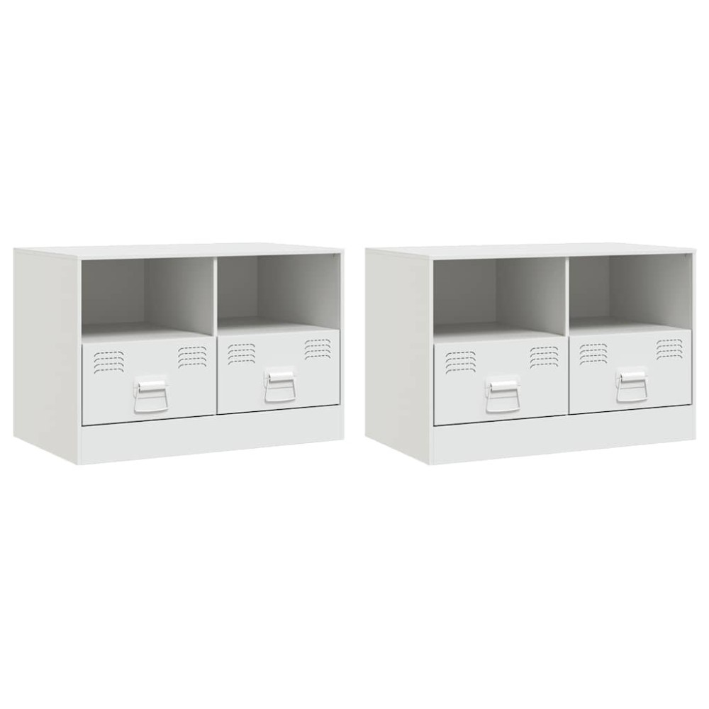 vidaXL Έπιπλα Τηλεόρασης 2 τεμ. Λευκό 67 x 39 x 44 εκ. από Χάλυβα
