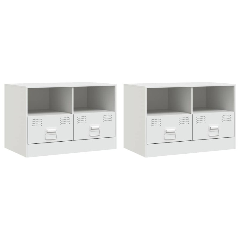 vidaXL Έπιπλα Τηλεόρασης 2 τεμ. Λευκό 67 x 39 x 44 εκ. από Χάλυβα
