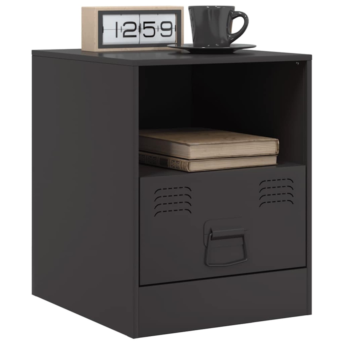 vidaXL Κομοδίνο Μαύρο 34,5 x 39 x 44 εκ. από Χάλυβα