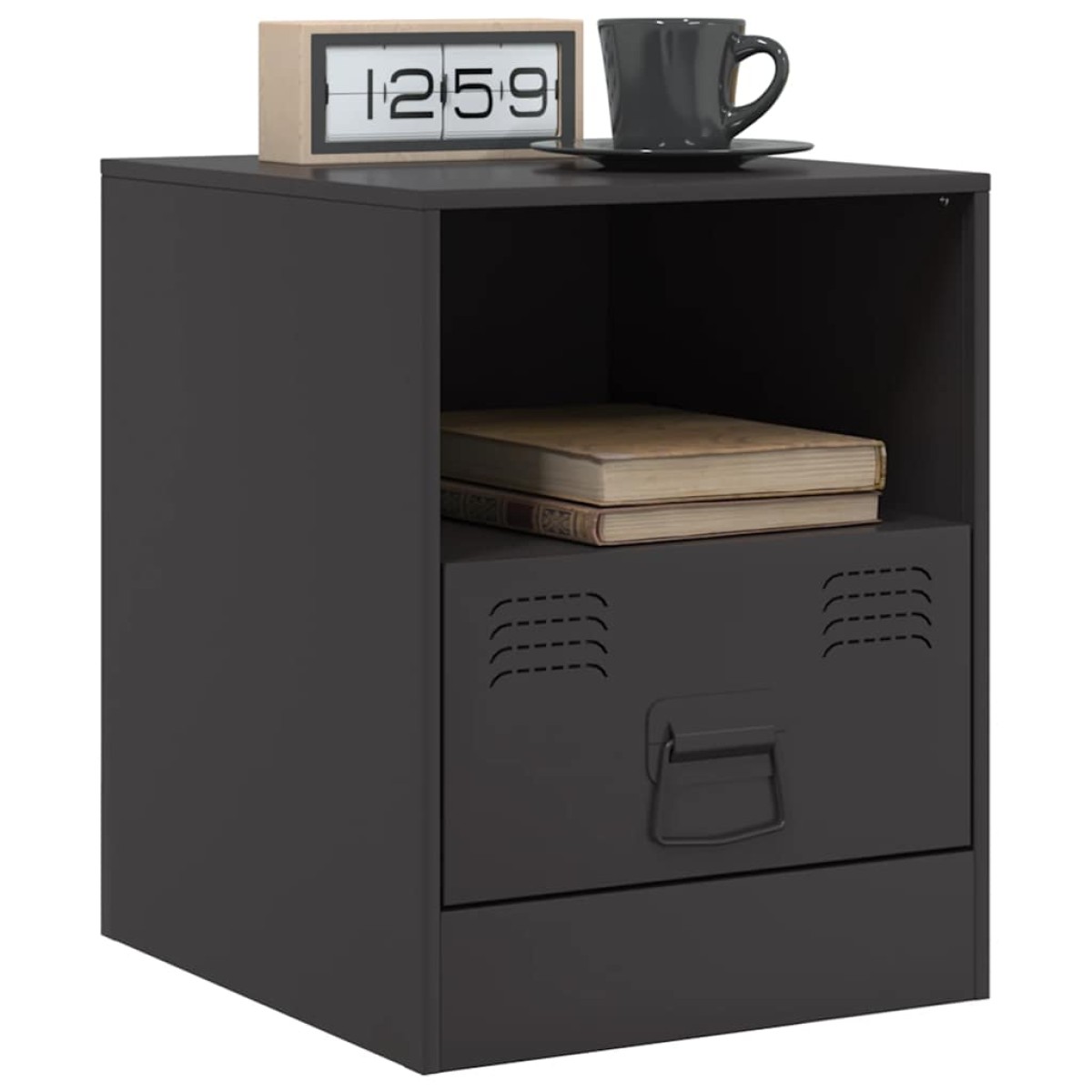 vidaXL Κομοδίνα 2 τεμ. Μαύρα 34,5 x 39 x 44 εκ. από Χάλυβα