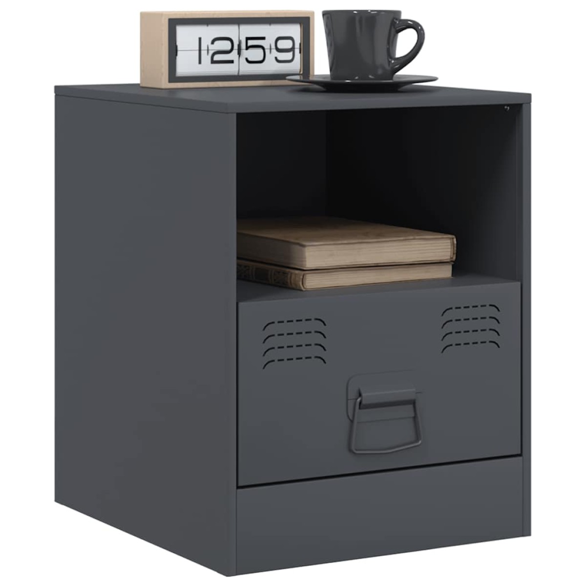 vidaXL Κομοδίνα 2 τεμ. Ανθρακί 34,5 x 39 x 44 εκ. από Χάλυβα