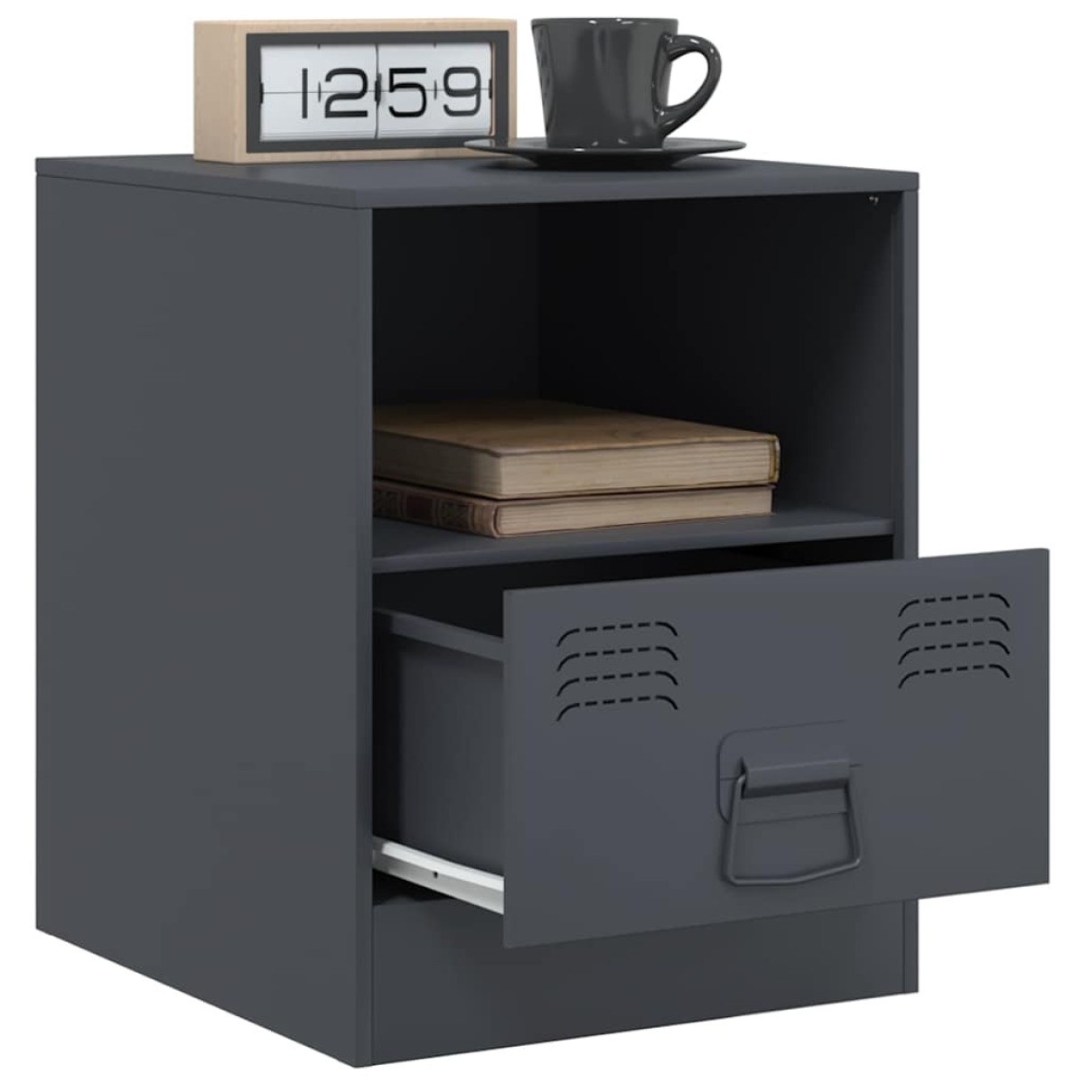 vidaXL Κομοδίνα 2 τεμ. Ανθρακί 34,5 x 39 x 44 εκ. από Χάλυβα