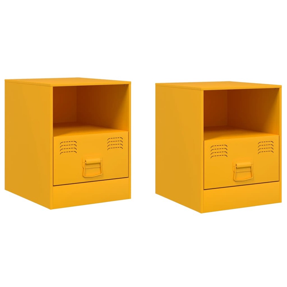vidaXL Κομοδίνα 2 τεμ. Μουσταρδί 34,5 x 39 x 44 εκ. από Χάλυβα