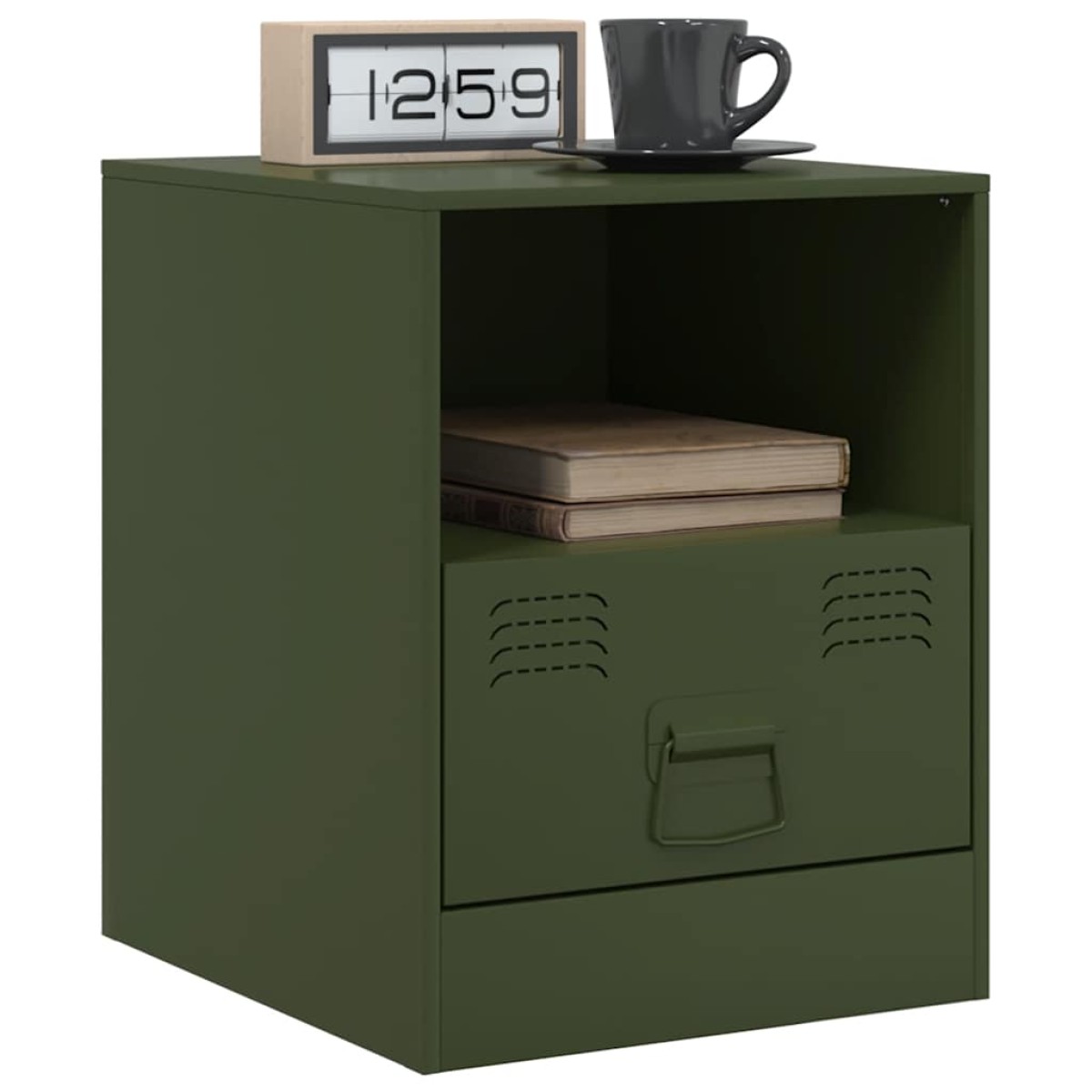 vidaXL Κομοδίνα 2 τεμ. Πράσινο Λαδί 34,5x39x44 εκ. από Χάλυβα