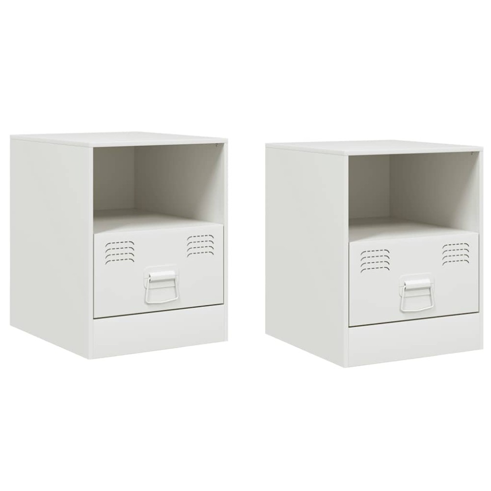 vidaXL Κομοδίνα 2 τεμ. Λευκό 34,5 x 39 x 44 εκ. από Χάλυβα