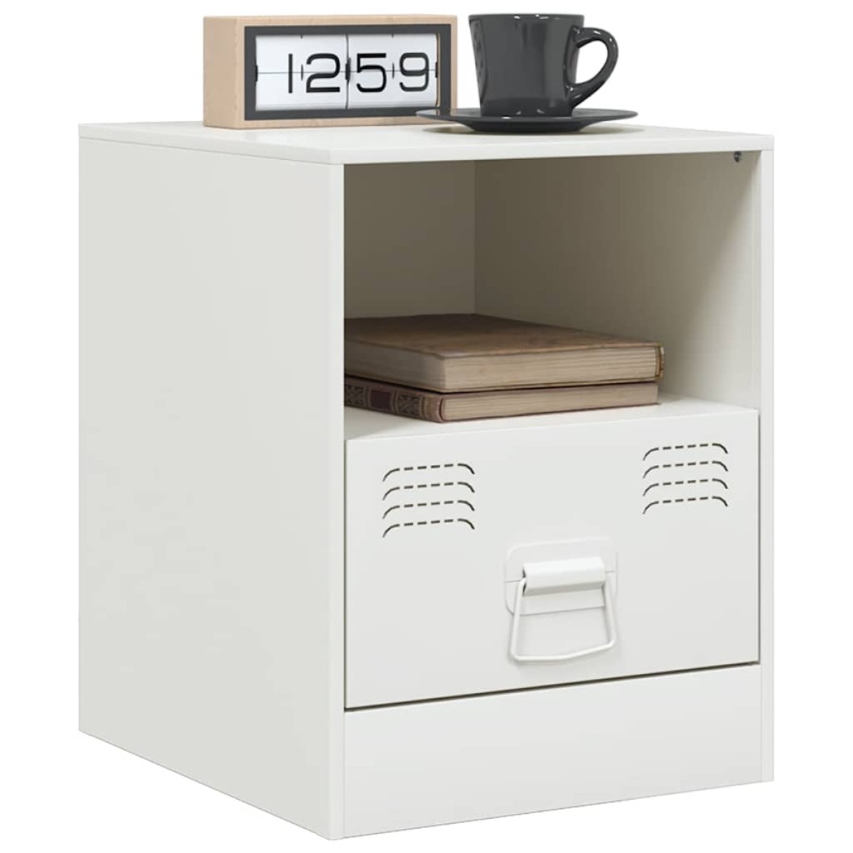vidaXL Κομοδίνα 2 τεμ. Λευκό 34,5 x 39 x 44 εκ. από Χάλυβα