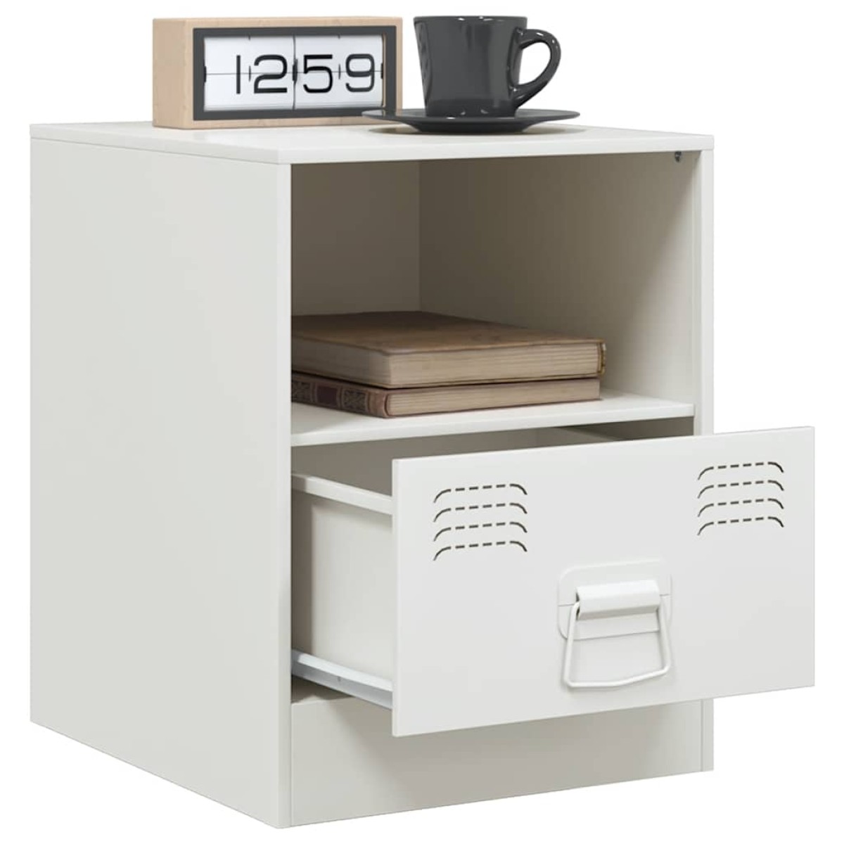 vidaXL Κομοδίνα 2 τεμ. Λευκό 34,5 x 39 x 44 εκ. από Χάλυβα