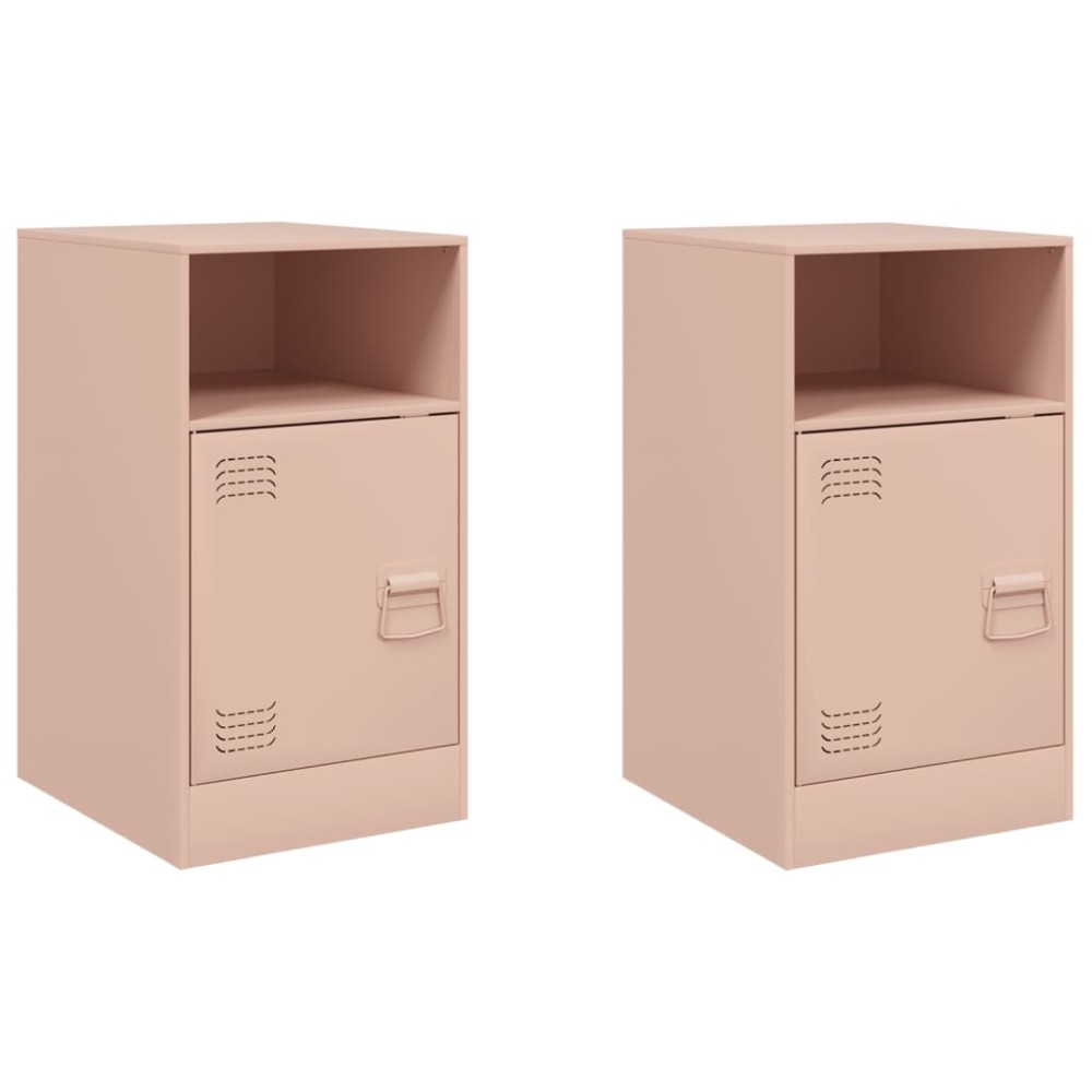 vidaXL Κομοδίνα 2 τεμ. Ροζ 34,5x39x62 εκ. από Χάλυβα