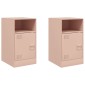 vidaXL Κομοδίνα 2 τεμ. Ροζ 34,5x39x62 εκ. από Χάλυβα