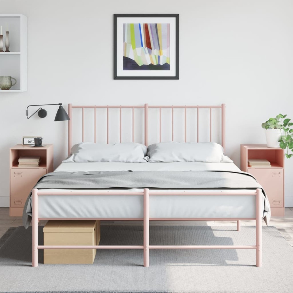 vidaXL Κομοδίνα 2 τεμ. Ροζ 34,5x39x62 εκ. από Χάλυβα